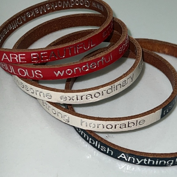 Good Works Make a Difference Quadruple Leather Wrap Bracelet. - Picture 3 of 5